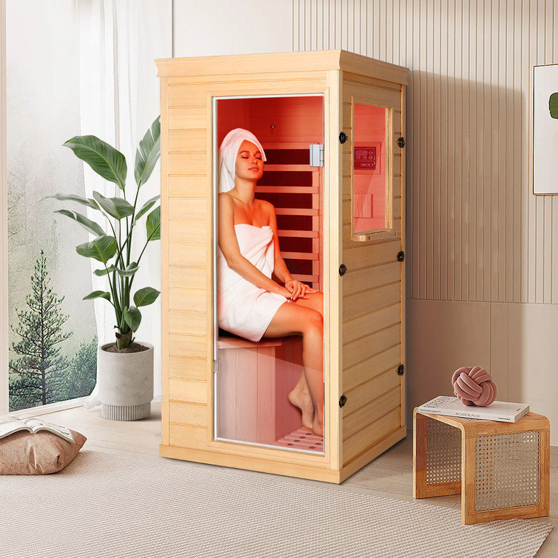 COMAZOO 1 Person Infrared Sauna with Backrest,Indoor Dry Sauna